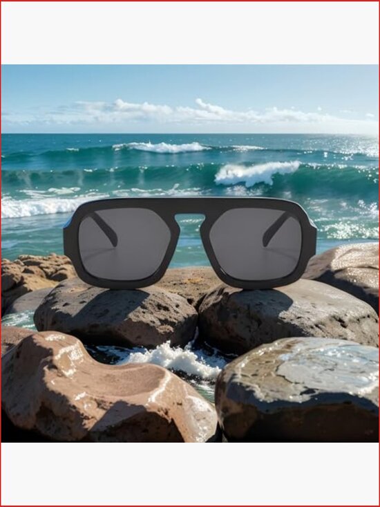 Vintage Square Aviator Sunglasses with UV400 Protection, Flat Top Shades main image 2